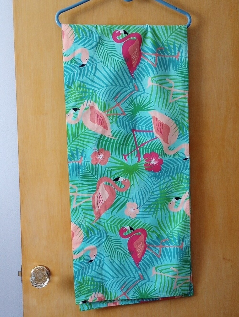 Tropical Aqua and Pink Flamingo Curtain Valance